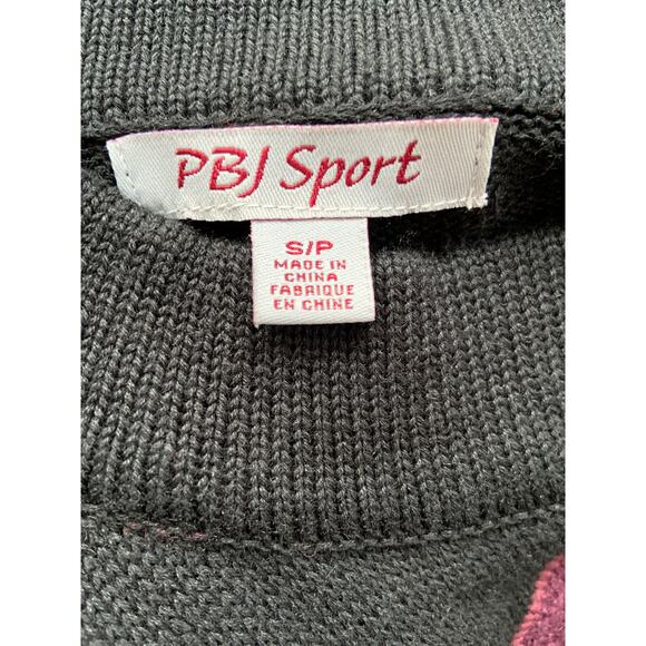 PBJ Sport Cardigan Sweater Black Polka Dot Grandmacore Long Sleeve Cozy Size S - Picture 4 of 5